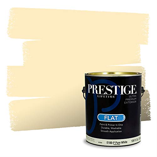 PRESTIGE Paints Exterior Paint and Primer In One, 1-Gallon, Flat, Comparable Match of Valspar* Creamy Oat*