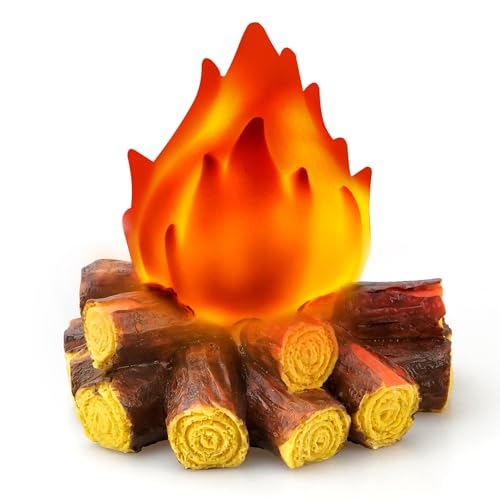 Bestview Artificial Fake Campfire Night Light 3D LED Fake Fire Pit Firewood Lamp with Realistic Log Flameless Candle Battery Operated Halloween Christmas Campfire Party Decorations