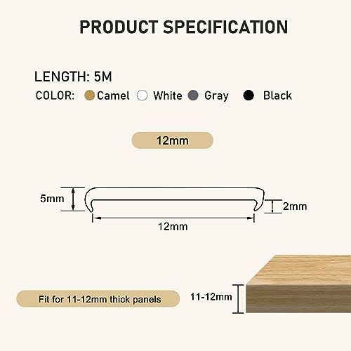 Banda de borde de muebles en TPE gris flexible autoadhesiva de 5m x 12mm 7