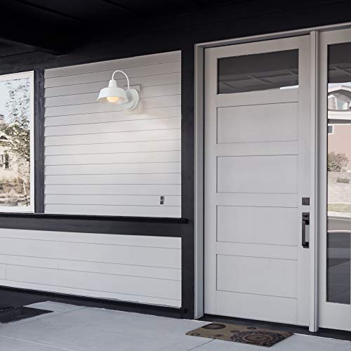 Design-House-579359-Mason-Industrial-Modern-1-IndoorOutdoor-Wall-Mount-Light-with-Metal-Shade-for-Porch-Entryway-Barn-8-in-White 41v4Sjc37XL