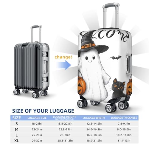 Cute Ghost Witch Hat Black Cat Elastic Travel Luggage Covers Dustproof Scratch-Resistant Suitcase Protector Fit 22-24 Inch4