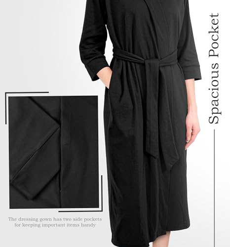 Ny Threads NYT0177 Women'S Robe Long Knit Bathrobe 3/4 Sleeves Soft Kimono Lightweight Loungewear thumb #4