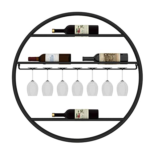 Porte-bouteilles de vin en fer noir mural porte-gobelet suspendu