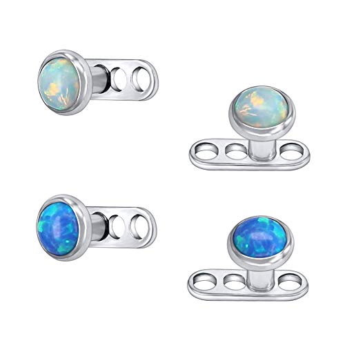 14G Opal Stone Dermal Anchor Tops and Base 316L Surgical Steel Microdermal Piercing Body Jewelry 4pcs