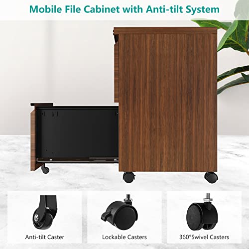 Lissimo Metal Filing Cabinet With Lock,Vertical File Cabinet With 2 Drawer, Under Desk Storage Locking File Cabinet Fits A4 Or Letter Size For Home Office (Rustic Brown) #TOP7