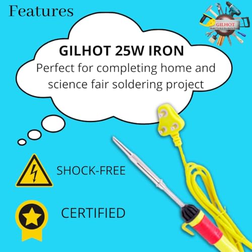 Image of 25W Soldering Iron Kit with Extra 25W Bit, Stand, Solder Wire, Welfix Paste, D-Sol-Wick & Tweezer - Ideal for Electronics, DIY & Repair (Pack of 7)