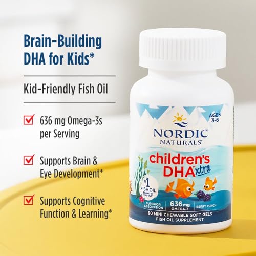 Nordic Naturals Children’s DHA Xtra, Berry Punch - 90 Mini Chewable Soft Gels for Kids - 636 mg Omega-3s EPA & DHA - Cognitive & Immune Function, Learning, Social Development - Non-GMO - 30 Servings - image 3