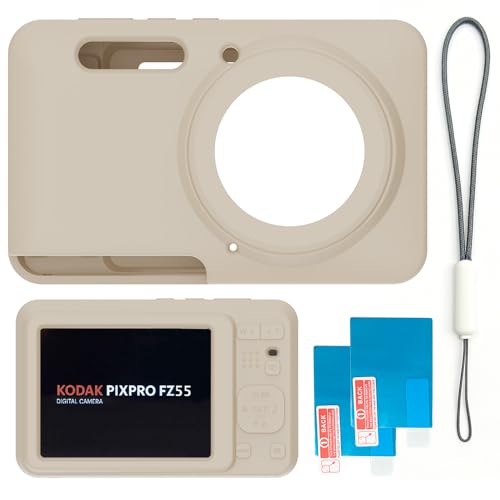 Image of Case for Kodak PIXPRO FZ55,FZ55 accessories,Soft Silicone Protective Case,Comes with 2 Screen Protectors and 1 Wrist Strap - Off white