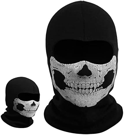 AYNKH Skull Balaclava Ghost Mask Call of Balaclava Duty Mask Black Full Face Mask Bicycle Skateboard Ski Cosplay Costume One Size Black One Size, black, One Size