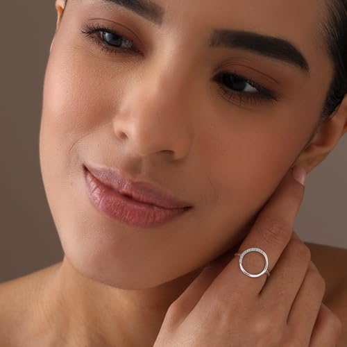 LeCalla 925 Sterling Silver Open Circle, Horseshoe & Tree of Love Designs Finger Ring | Minimalist Wedding Ring Jewelry | Lucky Charm Designs Rings with Cubic Zirconia | Women's Silver Rings2