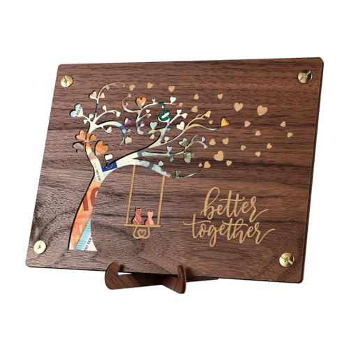 LOVLEY Houten geldhouderkaart: origineel kunstwerkcadeau met envelop van kraftpapier, ideaal voor huisdecoratie, bruiloften en jubilea (boom)