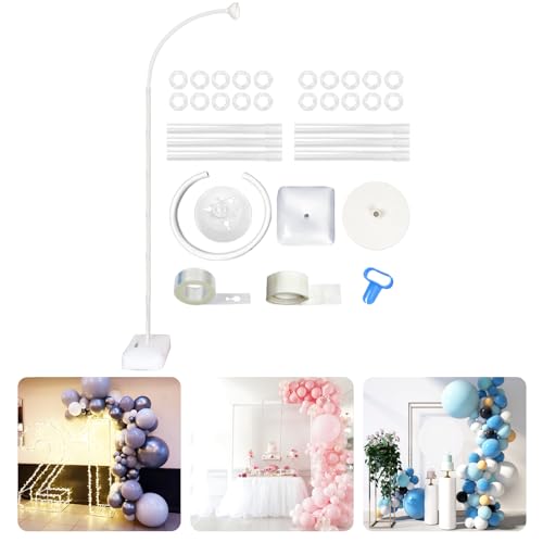 8ft Adjustable Balloon Arch Stand Bendable Balloon Arch Kit with Stand for Birthday Wedding(White)