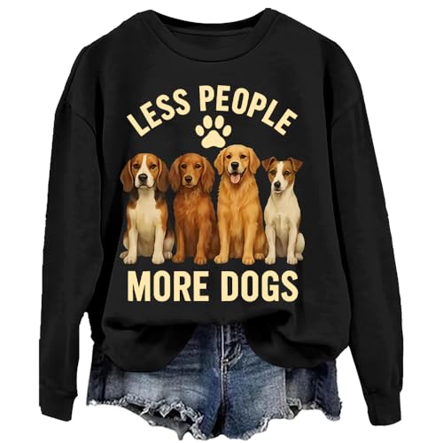 Antidaa Less People More Dogs Sweatshirt Unisex Golden Retriever Graphic Top