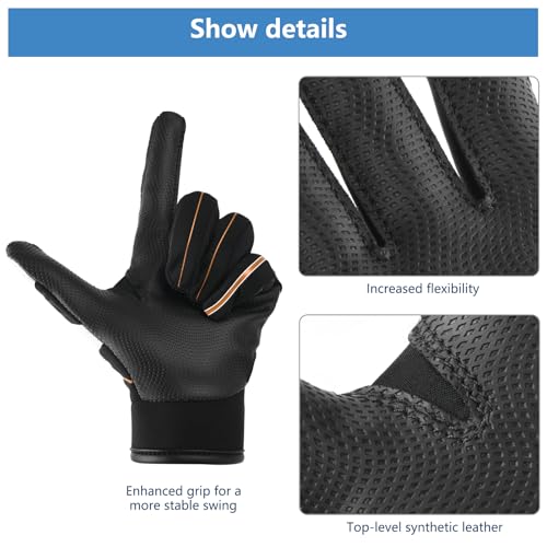 Goporoy Super-Grip Youth Baseball Batting Gloves for Kids, Ergonomic Design for Boys and Girls, Enhanced Protection & Optimal Performance, Magic Spider Black Youth XS/S