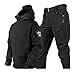 Skianzüge für Herren, Herren Ski Anzug Winter Wasserdicht Winddicht Kapuze Schneemantel und Hose, Outdoor Sport Schneeanzüge, zum Skifahren und andere Winter Outdoor Ski Aktivitäten ( Color : Black ,