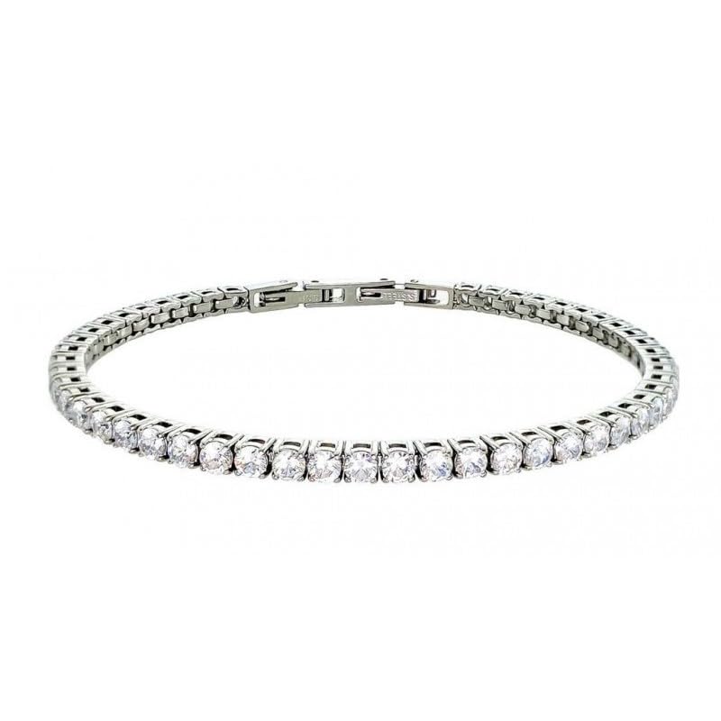 Bracciale Tennis Donna in Acciaio con Zirconi Bianchi | Taglio Brillante