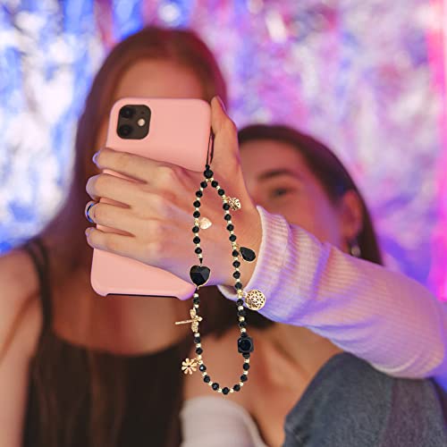 Crystal Mobile Phone Chain Phone Charm Strap Fashion Universal Beaded Phone Lanyard Wrist Strap Dragonfly Flower Phone Charm Phone Decorations Charm Keychain for Women Teen Girls Phone Bracelet