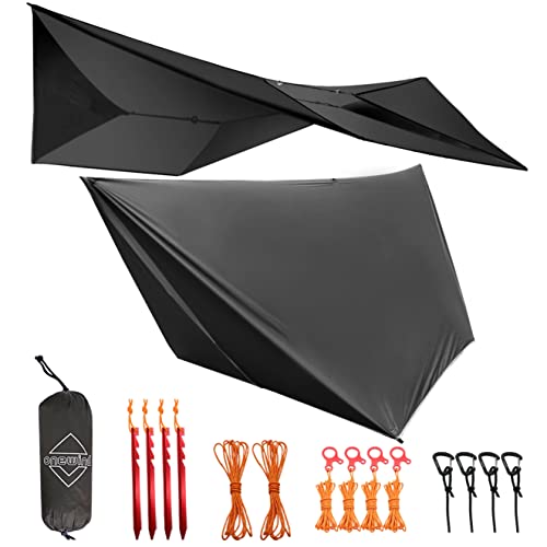 Onewind 11×10 ft Hammock Tarp, Lightweight Silnylon Hammock Rain Fly, 4000mm Waterproof 4-Season Multiple Shelter Solution Camping Tarp Tent with Complete Accessories, Dark Grey Dark Grey-11