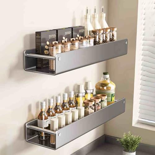 Estante adhesivo colgante para especias, resistente para cocina y baño, para armarios, puertas y despensas, solución de almacenamiento de fácil acceso para especias y artículos esenciales