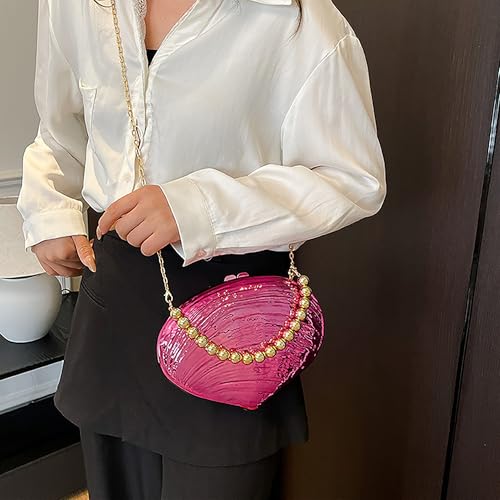 Image of Women Seashell Evening Bag Purse Mermaid Chain Strap Clutch Handbag Shoulder Bag | Seashell