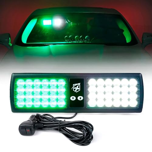 Image of Xprite White Green 48LED Visor Lights Interior Windshield Sunshield Lights for Construction Vehicles Towing Work Trucks Plows Pickup Truck