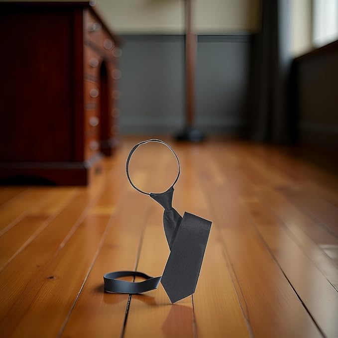 Black Tie Adjustable Pre-tied Necktie for Women Boy Solid Color Neck Tie Girl Zipper Ties for Business Uniforms and Wedding,and Pocket Squares Accessories (42cm)3