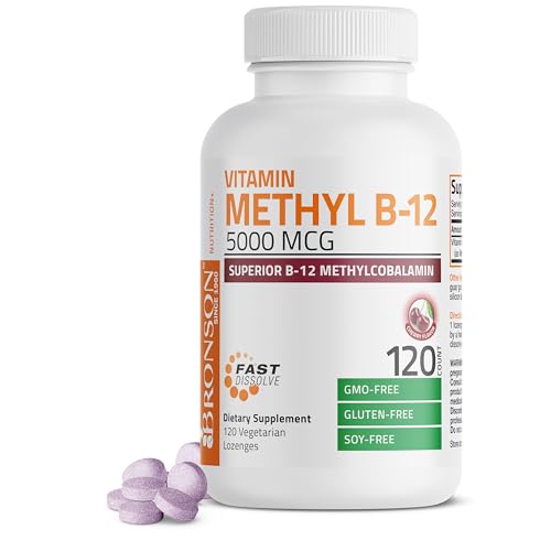 Bronson Methyl B12 5000 mcg Vitamin B12 Methylcobalamin Energy & Brain Support 120 Lozenges