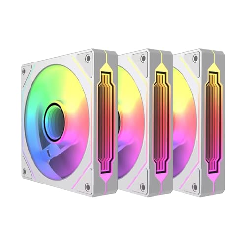 Image of Prism4 Pro X3 120mm ARGB Case Fans,Infinity Mirror RGB Light Effect 5V 3PIN Motherboard Light Sync 800~1800RPM PWM PC Fan Suitable for Computer Case(Triple Pack White)