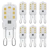 Jaenmsa G9 LED Warmweiß, 3W LED Lampen Glühbirnen, 3000K Warmweiße LED Glühbirne, Entspricht 25W 28W Halogenbirnen, AC 220V-240V, G9 Sockel Kein Flimmern Nicht Dimmbar, 6er Pack
