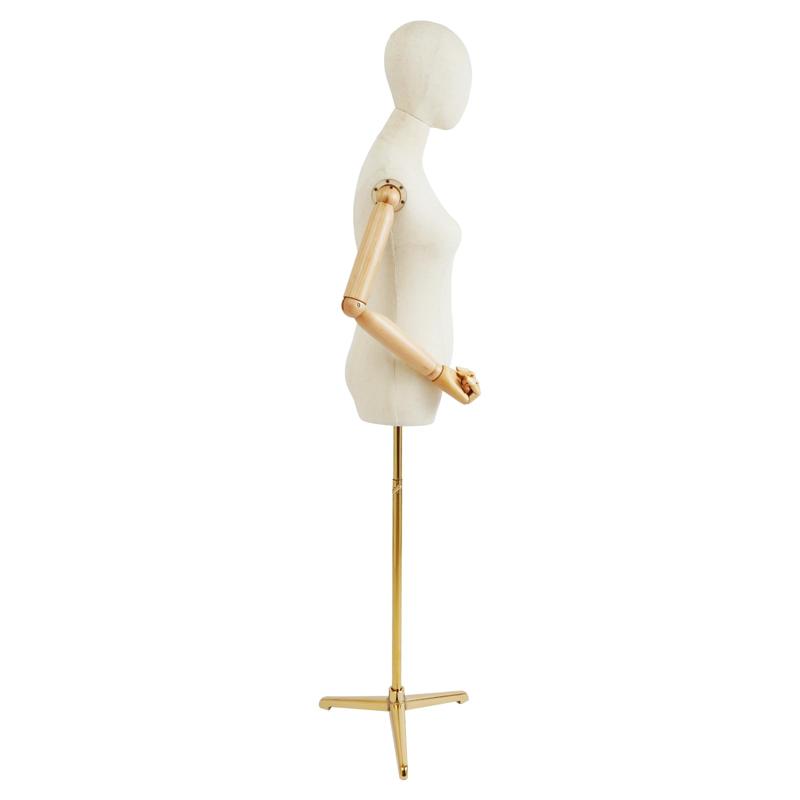 Manichino femminile display manichino corpo regolabile in altezza con braccia flessibili (oro, 157-215 cm)