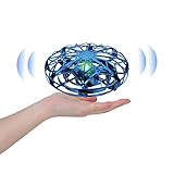 Sinwind Mini Drone UFO, Mini Drone para Niños Flying Toy Recargable UFO Helicóptero 360°Rotación Libre A Mano Drones Regalos para Niños Niñas Juguetes Voladores (Blue)