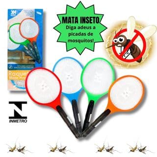 Raquete Elétrica Recarregável Mata Mosquitos - Bivolt 110/220v, Botão de Segurança, LED Indicador -