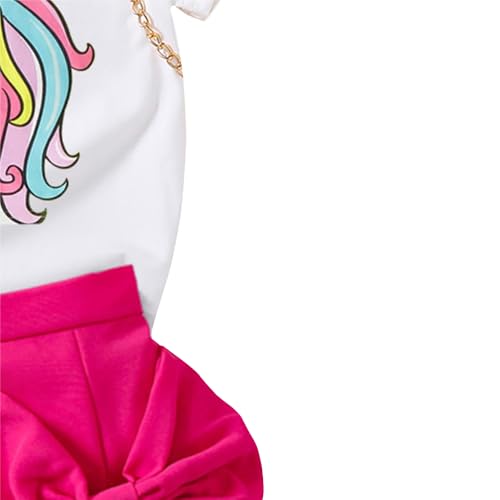 Image of Nivne Tco Toddler Girls Outfits Unicorn Pattern Printed Puff Sleeve & Skirt - 2 Piece Girls Skorts Suit Size 3-7T