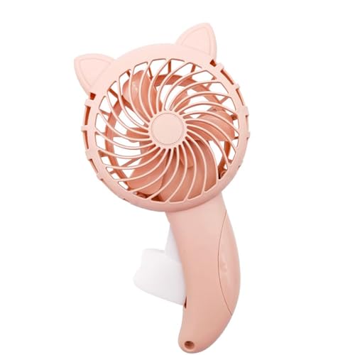 Spacnana Ventilador de Mano, Linda Oreja de Gato de Dibujos Animados, Ventilador de Presión Manual Liviano para Niños y Actividades Al Aire Libre, 11 X 4 X 20 Cm (PINK)