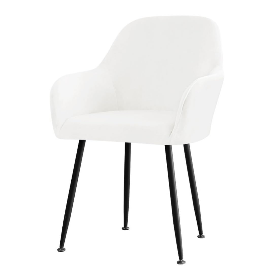 Odot Dining Chairs Covers with Armrest, Curved Back Slipcovers Washable Removable Elastic Chair Cover for Vanity Swivel Armchair, Kitchen, Party, Hotel, Office (White,Set of 2)