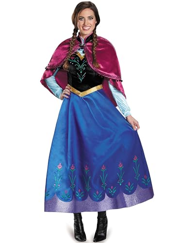 New front Costume de princesse Anna pour femmes Frozen robe avec tête pour déguisement et cosplay carnaval fête d'anniversaire fête jeu de rôle robe, bleu,M