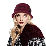DOCILA Winter Knit 1920s Vintage Bucket Bowler Hat 1920 Vintage Party Dress Cloche Hats Faux Fur Lining Church Bowler Cap