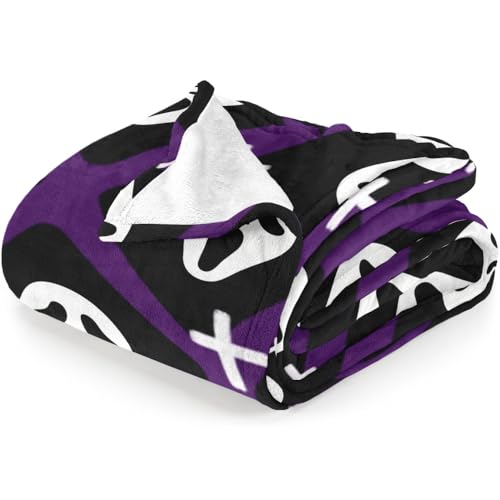 Halloween Spooky Face Blanket Purple and Black Soft Ghost Throw for Travel Office Home (60 x 50)