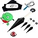 Stylebest Anime Naruto Japaner Ninja Cosplay Requisiten Zubehör Sets, Kunai Messer Stirnband Halskette Ring, Spielzeug für Männer Jungen Kinder