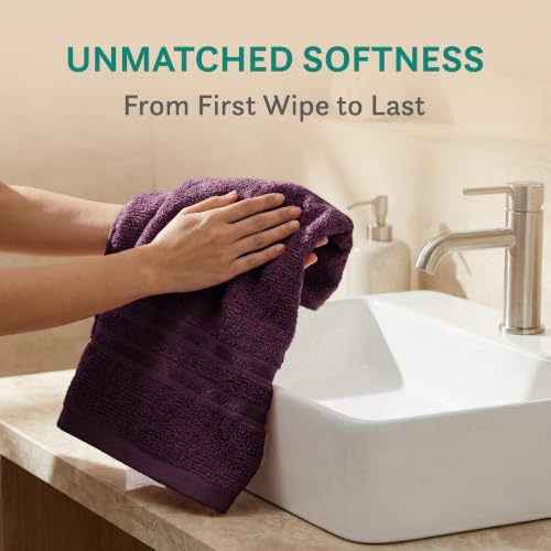 Image of MYTRIDENT Trident Hand Towels, 100% Cotton, Highly Absorbent, Super Soft, 2 Piece Hand Towel Set, 400 GSM, Hand Towel Set of 2, Gym - Spa -Towel, Comfort Living Towel-Black Currant