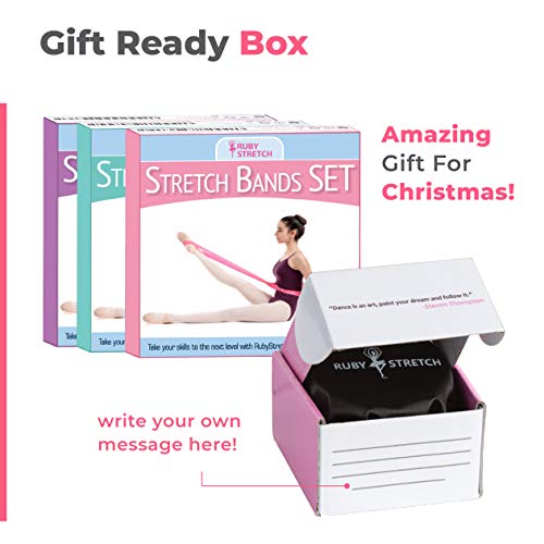 Stretch Bands for Dance and Ballet with Gift Box – Resistance Bands Set for Dancers, Ballerinas, Gymnasts and Cheers – Improve Flexibility, Strength and Split - Colors and Sizes for Kids and Adults