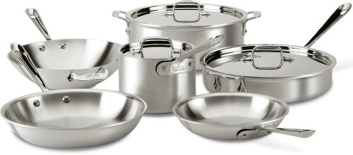 All-Clad 700485 Master Chef 2 MC2 Stainless Steel Bi-Ply Bonded Cookware Set, 9-Piece, Silver