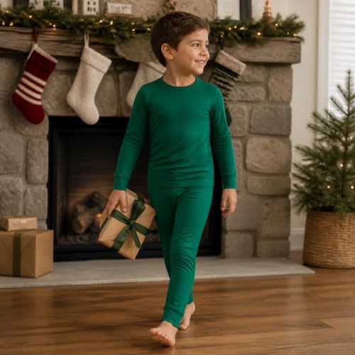 Image of BABY 2T-10Y Toddler Kids Girls Boys Soft Comfy Viscose 2pcs Set Long Sleeve Plain Shirts and Pants Sets