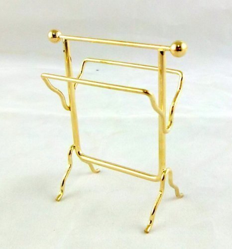 Melody Jane Dolls Houses House Miniature 1:12 Scale Bathroom Accessory Brass Towel Rail Rack Stand