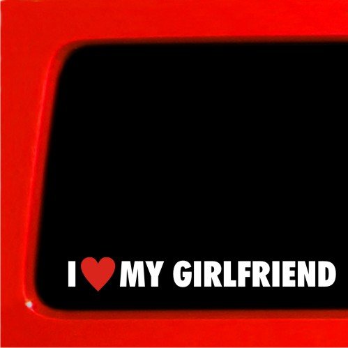 Sticker Connection | I Love My Girlfriend Heart | Woman Funny car Vinyl Sticker Decal Window | 1.25 x8.2  (White)