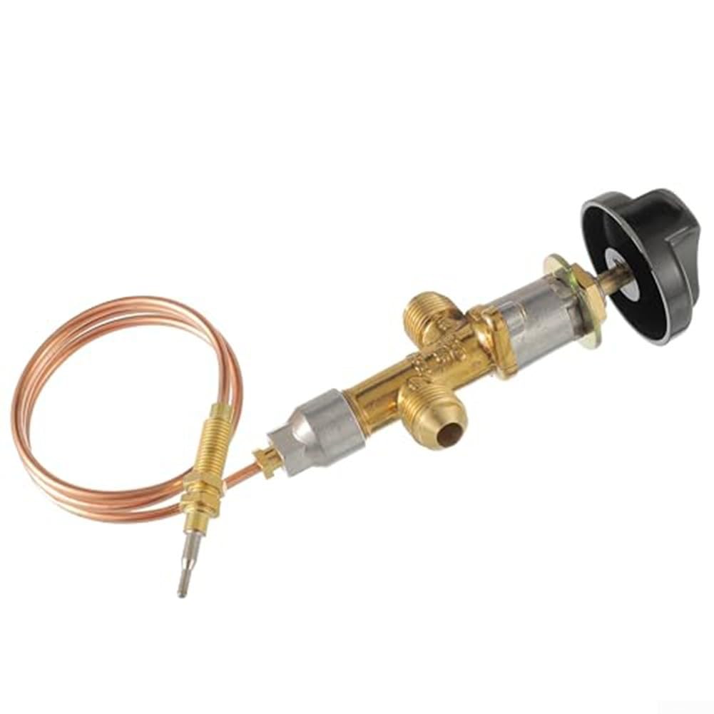 Sicherheitsregelventil-Set, Niederdruck Lpg Propangas Kamin Feuerstelle Flammenausfall Sicherheitsregelventil Kit inklusive Ventil, Knopf und Thermoelementdraht für Gasgrill Kamin Grill 12 x 6 x 5 cm