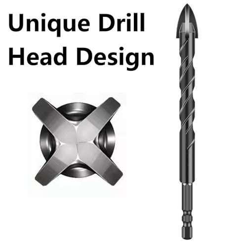 Tile Drill Bit Set 7-Piece 3/4/5/6/8/10/12 mm Hexagonal Shank, Glass Drill Cross Carbide Drill Bit for Tiles Ceramics - Image 4