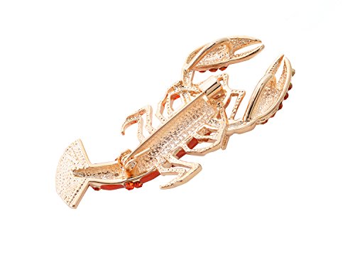 Image of Gold Tone CZ Rhinestone Crystal Lobster Animal Brooch Pin Cardigan Hat Scarf Pin with Gift Box