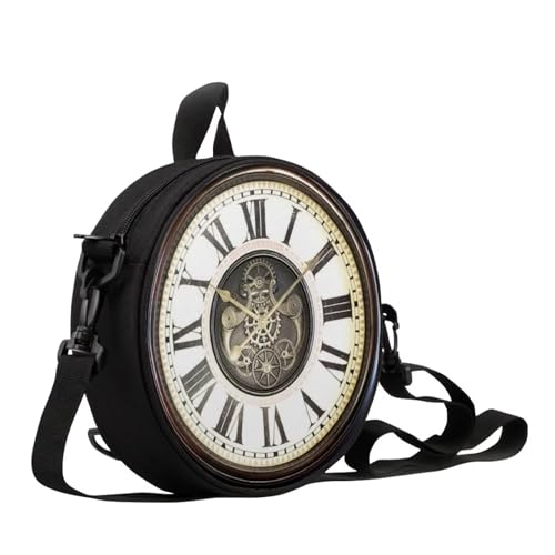 Image of Women Novelty Round Clock Shape Zippered Clock Purses for Women Tote Handbag Shoulder Bag, Gift for Mom Girlfriend