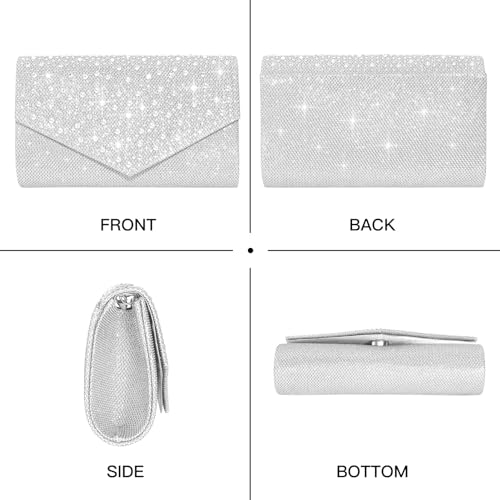 Women Evening Bag Clutch Rhinestone Envelope Party Handbag Bridal Prom Purse - Image 5